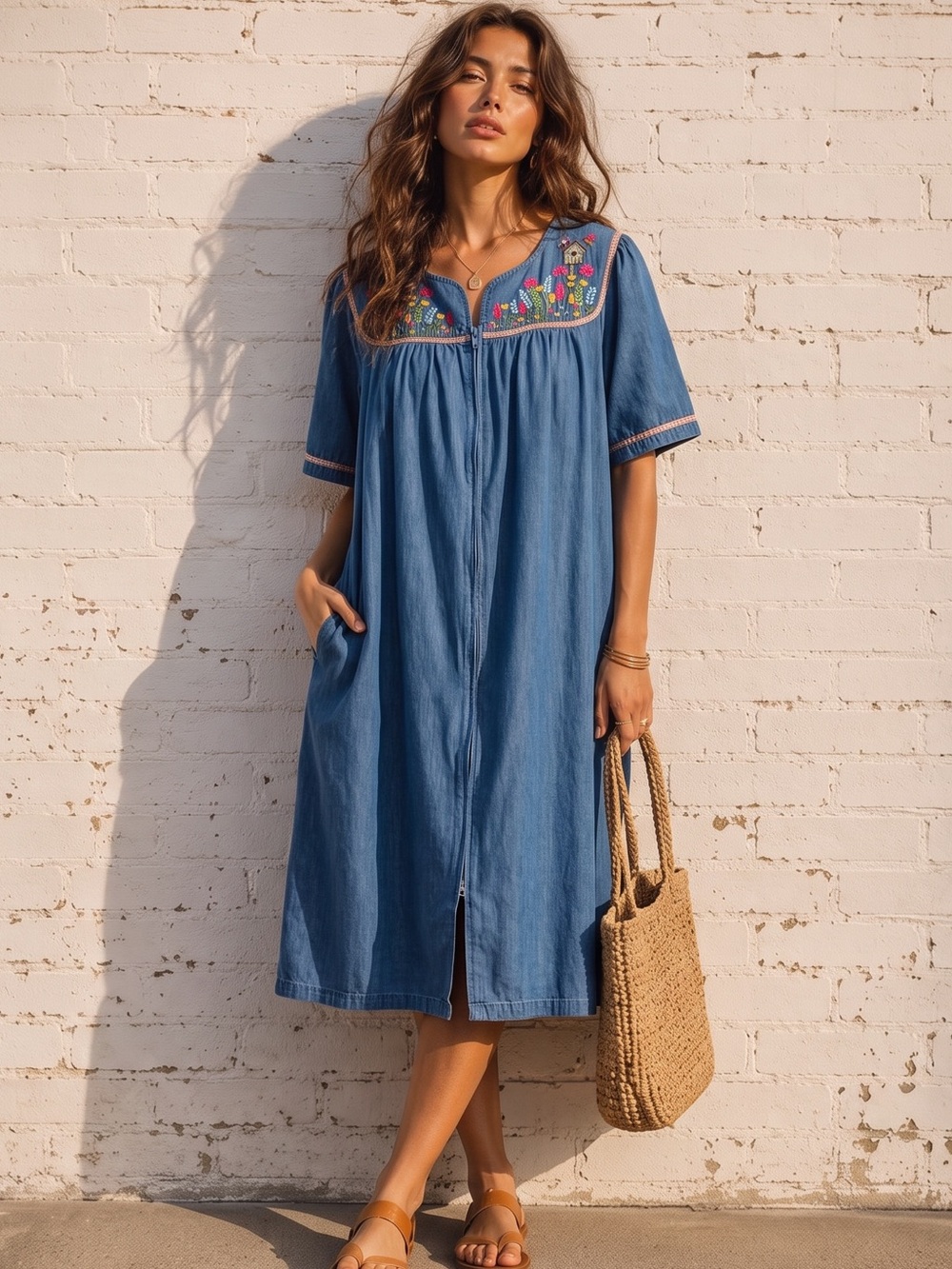 VINTAGE GO SOFTLY Embroidered House Dress